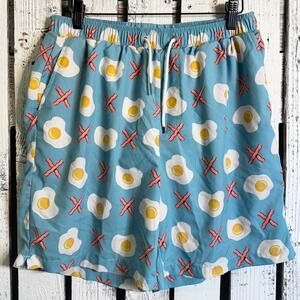 Mosmann Australia XL Bacon Egg Swim Trunks Mens Board Shorts Elastic Waist Lined